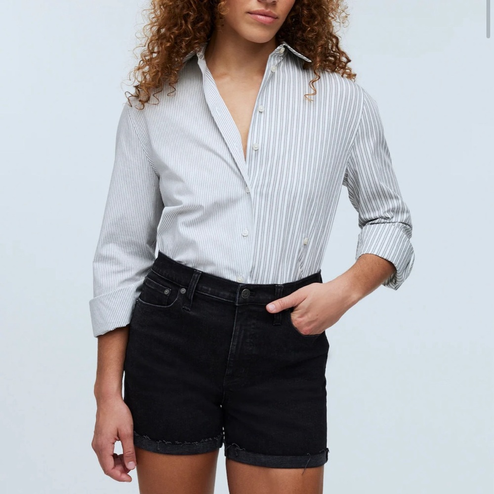Madewell high rise black denim shorts